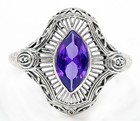 1ct Natural Alexandrite 925 Solid Sterling Silver Edwardian Style Ring Sz 7  