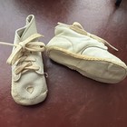 Antique White Leather Childs Large German Bisque Composition Dolls Shoes