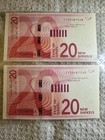 Israel 20 New Shekels  sheqalim Set 0f 2 Banknotes Serial 2017 Uncerculated