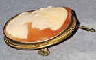 Antique Carved Shell Sterling Silver Cameo Brooch