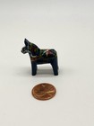 Vintage Tiny Blue Swedish Dala Horse Figurine 1 0    Wood Miniature Hand Painted
