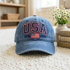 Embroidered Usa Flag Cap  Patriotic 1776-2026 Washed Cotton Hat