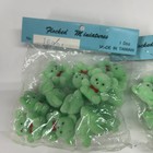 Vtg Flocked Miniature Bears Lot Of 3 Packages Green Yellow Taiwan Nos