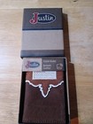 Justin Boots Men s  Wallet   Tri-fold Tan Suede Leather New