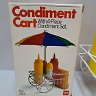 Vintage Condiment Cart Caddy Umbrella Ketchup Mustard Salt Pepper Napkin Holder