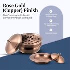 2 Communion Trays   1 Bread Plate  With Covers   Rose Gold Copper Finish