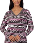 Nautica Womens 2 Piece Fleece Fairisle Pajama Sleepwear Set Gray Size X-large