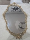 Vintage Large Mirror Serving Tray Gold Frame Vanity Dresser 24  Royal Floral 