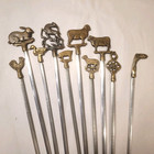 Vtg Brass Animal Grill Skewers Shish Kebab Metal Mcm Regency Duck Turkish Lot