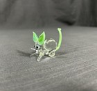 Vintage Hand Blown Glass Green Mouse Animal Art Sculpture Cute Goofy Face