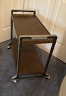 Vintage Mid Century Mod 2-tier Wood Rolling Bar Serving Tv Cart