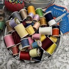 Vintage Spools Sewing Thread Lot Misc With Accessories