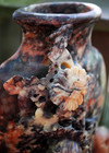 Vtg Chinese Hand Carved Soapstone Double Vase Asian Flowers Incense Stick Burner
