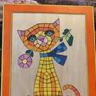Mint Condition Vintage Replica Of A Mosaic Cat Wall Art  From The 1960s - Mcm
