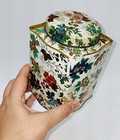 Vintage Daher Floral Tin Canister W Lid Square Shape Tin Box Co England