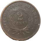 1865 Plain 5 Copper 2 Cent Piece Choice Extra Fine Dark Brown