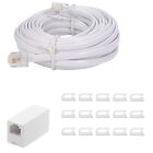 20 Feet Long Telephone Extension Cord Phone Cable Line Wire  With White 20ft