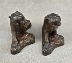 Antique 1920s Armor Bronze Art Deco Roaring Tiger Bookends Pair W  Felt   Label