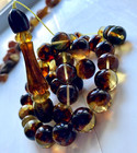 Baltic Amber 63g  Islamic Prayer Rosary 14mm 33 Beads Carved Minaret Pressed