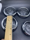 Set Of 6 Vintage Silverplate Rim Glass Coasters Starburst Print