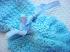 Vintage Over The Knee Baby Booties Socks Knitted Blue 
