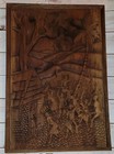 Vtg Mcm Polynesian Tiki Carved Wood Panel Story Board Signed Arius Bejamin