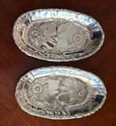 Wallace Art Nouveau Sterling Silver Pair  Floral Poppy Bread serving Trays  123