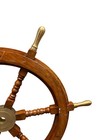 18    Wooden Ship Wheel With Brass Hub     Nautical Maritime Decor Boat