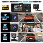 3 Lens Dash Cam Front Cabin Rear 1080p Night Vision  Parking Monitor  G-sensor