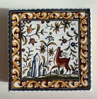Set Of 6 Hand-painted Tiles Deer Motif Made In Portugal For Williams Sonoma