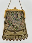 Vintage 1920s Whiting Davis Enameled Armor Mesh Flapper Purse Floral Compote Urn