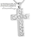 New Cross Hearts Urn Cremation Pendant Ashes Holder Memorial Necklace