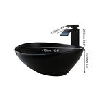 Oval Bathroom Vessel Sink Ceramic Washing Basin Bowl Waterfall Faucet Mixer Taps