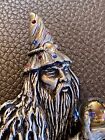 Vintage Jj Jonette Jewelry Magic Wizard merlin Crystal Ball Pewter Brooch Pin