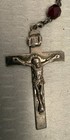 Vintage Sterling Silver Cranberry Red Glass Rosary Beads Crucifix Cross 20 