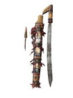 Dayak  Borneo Tribal Mandau Knife sword Sheath W blades