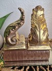 Vintage Gold Resin Ornate Leaf Scroll Bookends Set Of 2 Hollywood Regency Style