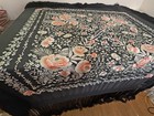 Antique Chinese Canton Silk Embroidered Piano Shawl 21    Fringes   B122