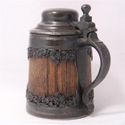 Antique American Beer Stein Wood And Silver Plate By St louis Silver Co  C 1900