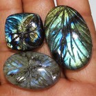 149 05 Cts 100  Natural Carved Labradorite Mix Cabochon 3 Pcs Lot Gemstone Ut353