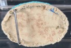 Vintage Native American Beaded Belt Buckle Handcrafted Seed Bead Leather Backed
