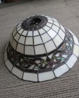Stained Glass Lamp Shade  14  X 5 25  Scallop Edge Scroll Embedded Glass Beads