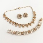 Vintage Judy Lee Peach Thermoset Moonglow Lucite Set Necklace Bracelet Earrings