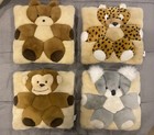 4 Four Twie Square Plush Pillows 12  Animal Jungle Safari Baby Nursery Decor