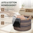 Sapphire Blue Large Blanket Basket  22 x22 x14    Jute Blanket Basket Living    