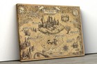 Wizarding World Map Poster  Vintage Fantasy Wall Art  Canvas Decor