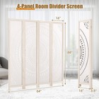 66  Boho 4-panel Room Divider W  Carved Pattern   Solid Wood Frame 360   Hinges