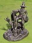 Gallo 1987 Pewter Wizard-dragon Figurine With Clear   Red Crystal