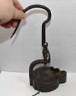 Rare Early Antique Cast Iron Betty Whale Oil Miner Lamp Lantern _ Wow