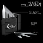 44 Metal Collar Stays For Men     4 Sizes In Elegant Black Box 4  Silver